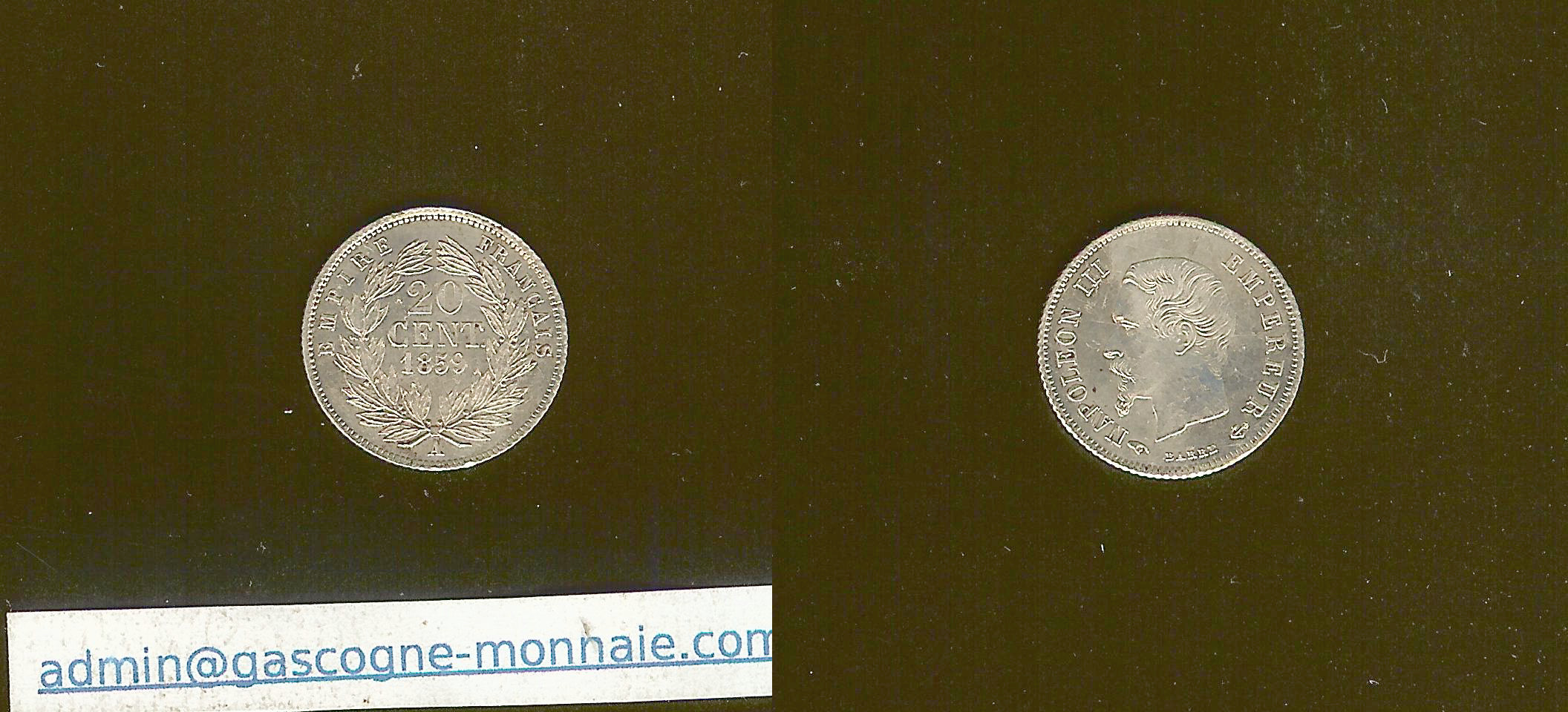 20 centimes Napoleon III 1859A AU+